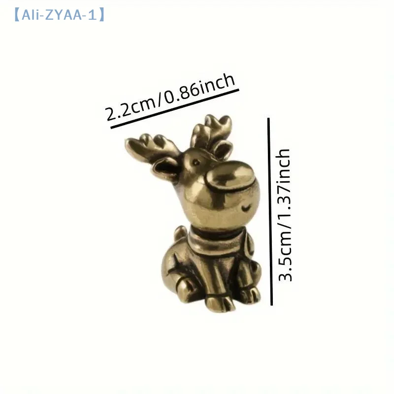 【ZYAA-1】Handgefertigte Messing-Elchfigur, Kupfer-Metallornamente mit Geweih-Detail, Weihnachts-Elch-Dekoration, Heim-Schreibtischdekoration