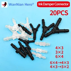 20pcs/Pack Straight/Y Shape Ink Tube Connector Eco Solvent UV Hose Joint Tube Connecting Pipe for Epson XP600/DX5/DX7 Printer