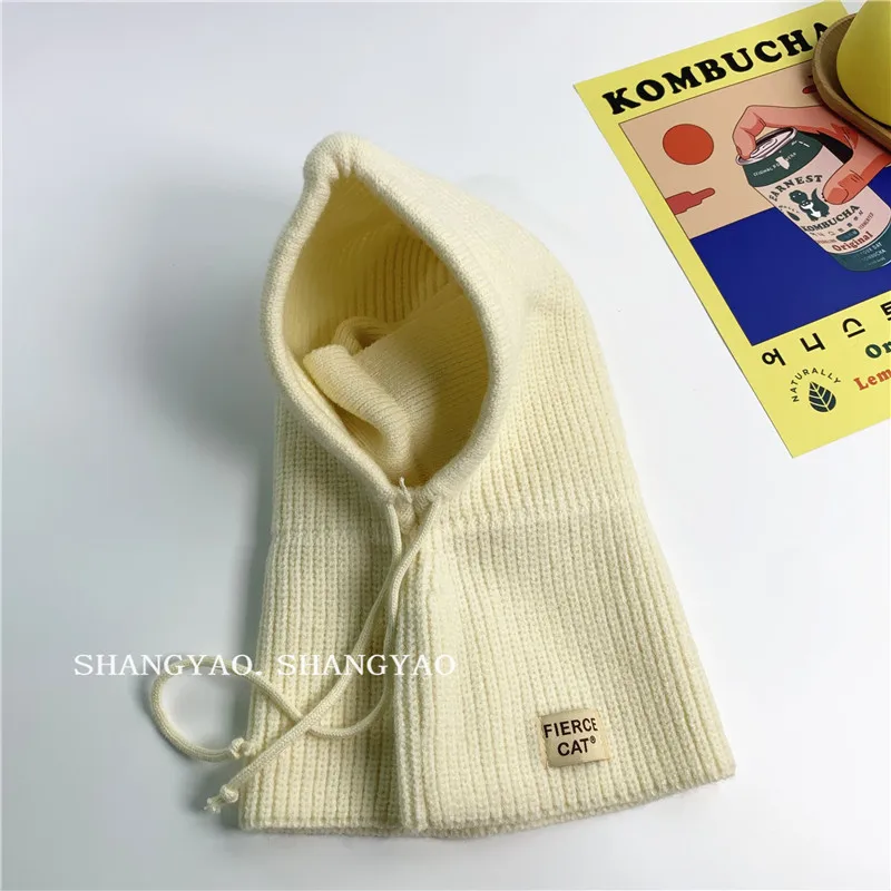 Kinder hut koreanische Schnür maske einteilige Mütze Winter thermische und wind dichte Ohren schützer Hut Lanyard gestrickt halten Baby warm Herbst