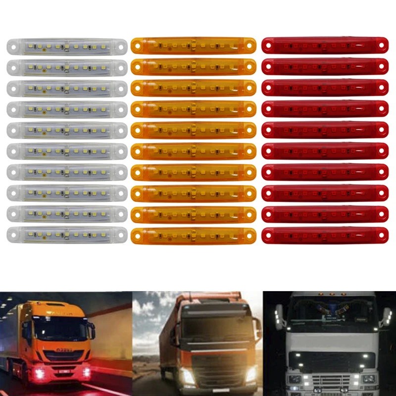10PCS 12V 24V Car LED Tail Light Kits For RV Camper Trailer Truck Brake Lights Side Light Reverse Lamp Lorry Taillig