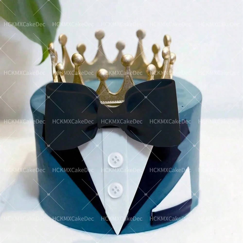 3 conjuntos/1 conjunto terno gravata borboleta masculino bolo topper feliz aniversário bolo topper para o dia dos pais festa de aniversário presente bolo sobremesa decoração