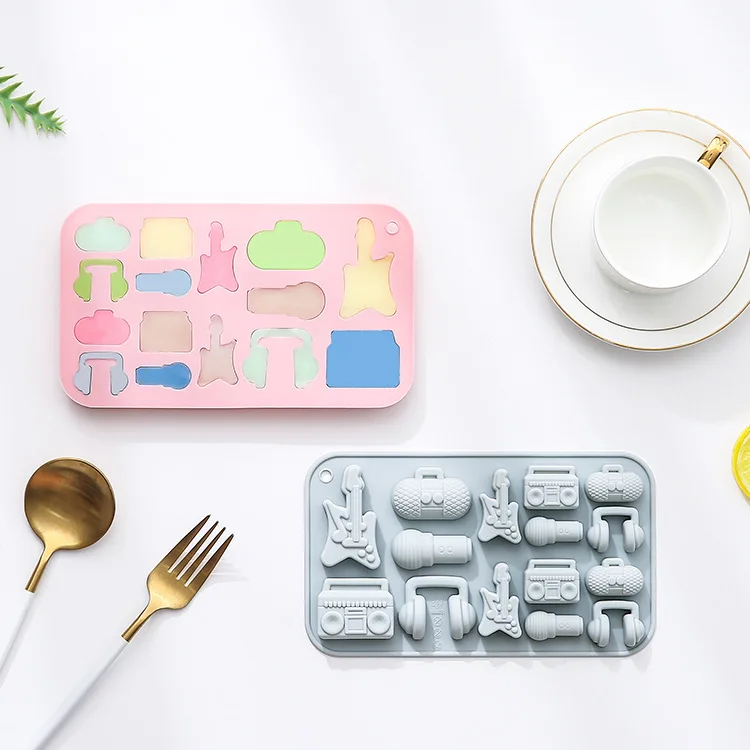 15-hole 3d Music Theme Silicone Mold Handmade Fondant Candy Chocolate Mould Birthday Cake Decorating Tools Epoxy Resin Mold
