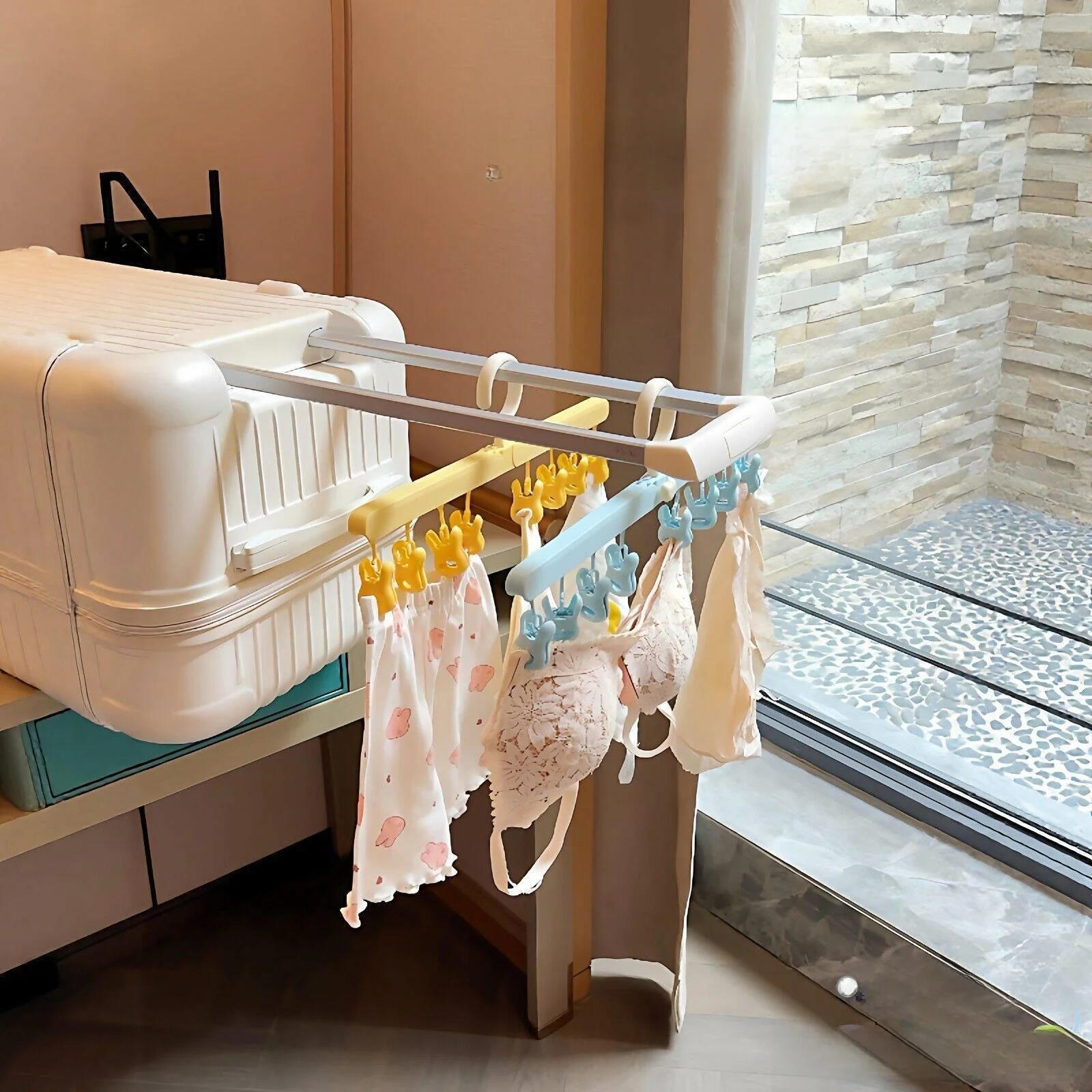 

Портативная дорожная сушилка для белья, многофункциональная вешалка для носков, гостиничная вешалка для одежды с защитой от падения, органайзер для хранения с множеством зажимов