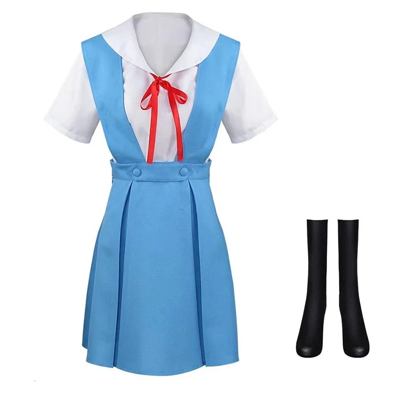 

Anime Cosplay Ayanami Rei Dress Ayanami Outfits with Socks for Halloween Comic Ayanami Rei Cosplay Costume