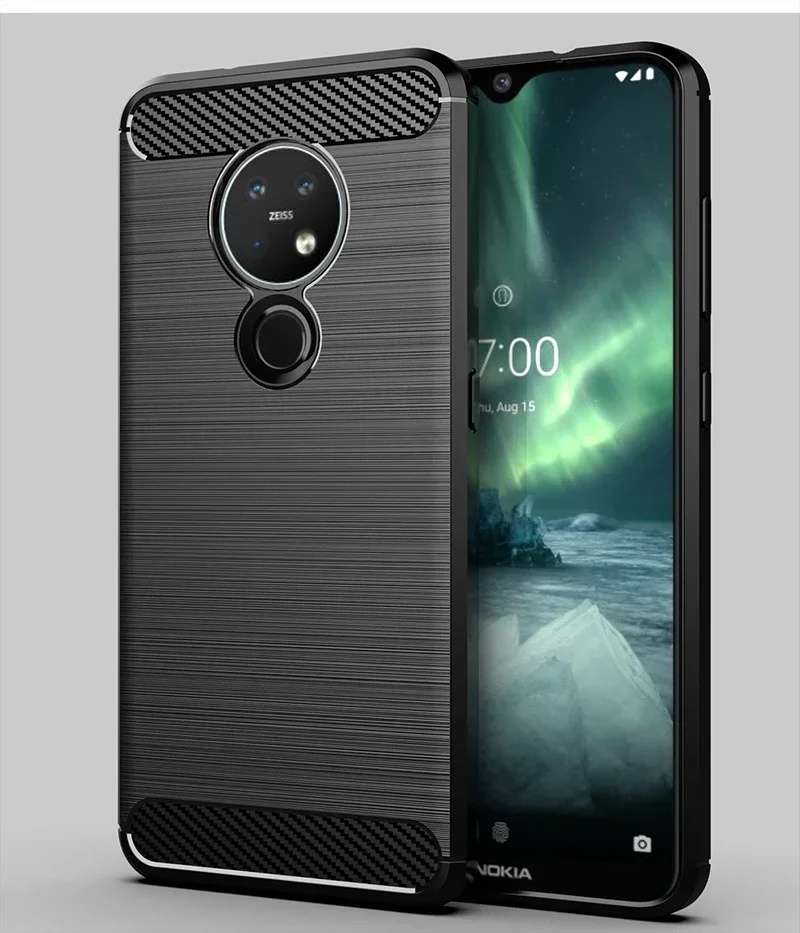 for Nokia 7.2 Case Shockproof Brushed Carbon Fiber Soft Bumper Case Cover for Nokia 6.2 / 7.2 Phone Cases Coque