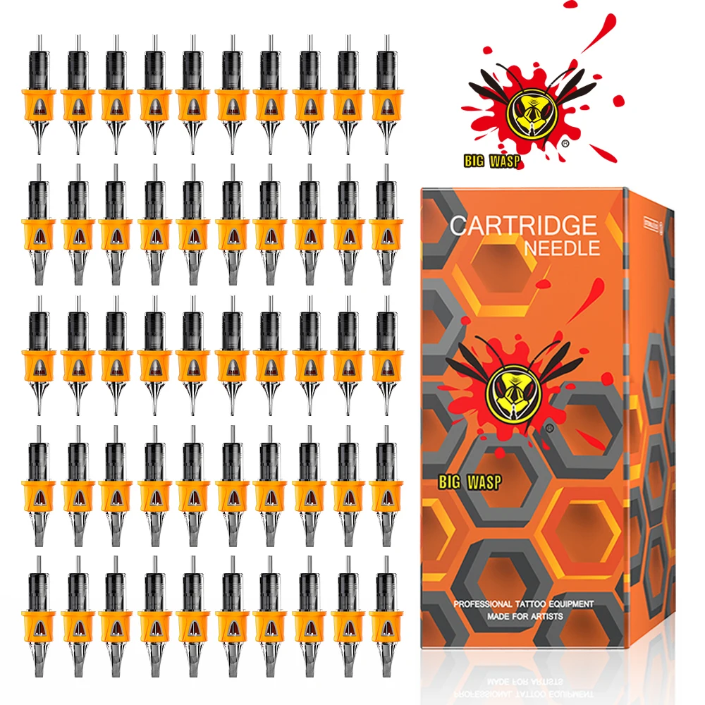 

Best BIGWASP 50PC Mixed Cartridge Tattoo Needles RL/RM/RS Disposable Silicone Sterilized Safety Tattoo Needles for Tattoo Artist
