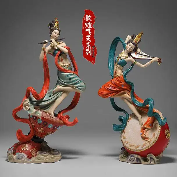 Chinese Dunhuang flying goddess ornament creative living room office tea room home decoration soft decoration