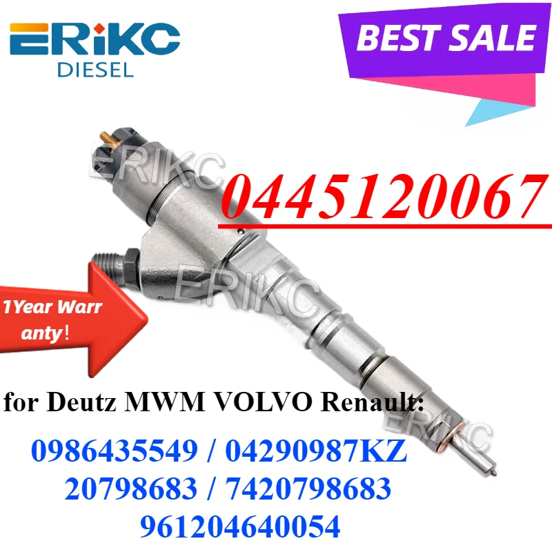 

0445120067 Common Rail Injector 0986435549 Engine Pump Nozzle 0 445 120 067 for Volvo 20798683 DEUTZ 04290987 RENAULT 7420798683