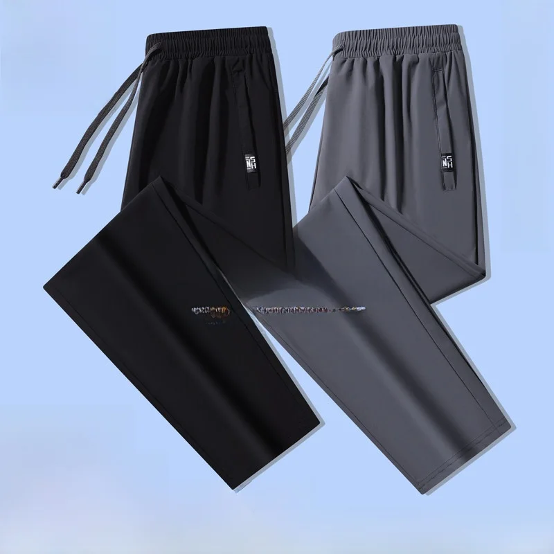 

Qui Dry Ice Silk Men's Sport Pants Summer Thin Loose Straight Leg Casual Trousers Lightweight Breathable Comfortable Fit