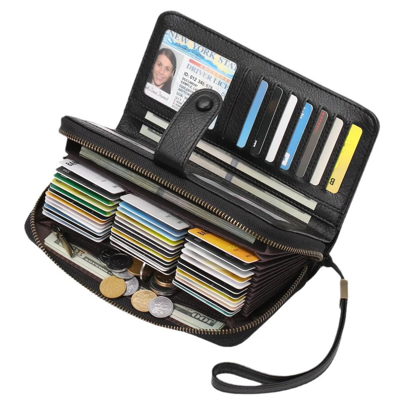 Western OrganPU   Card Bag Long Style RDIF Blocking Passport Holder Large Capacity Multifunctional 45 Card Bag