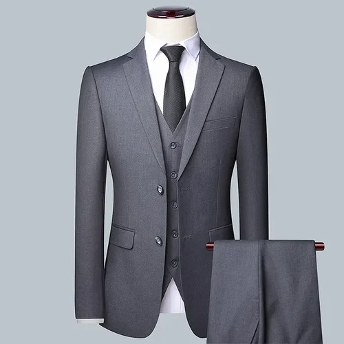 Imagen 2 del producto Traje Boutique de moda para hombre de negocios (Blazer + chaleco + pantalones), traje Formal profesional informal de boda para caballero, M-6XL de 3 piezas