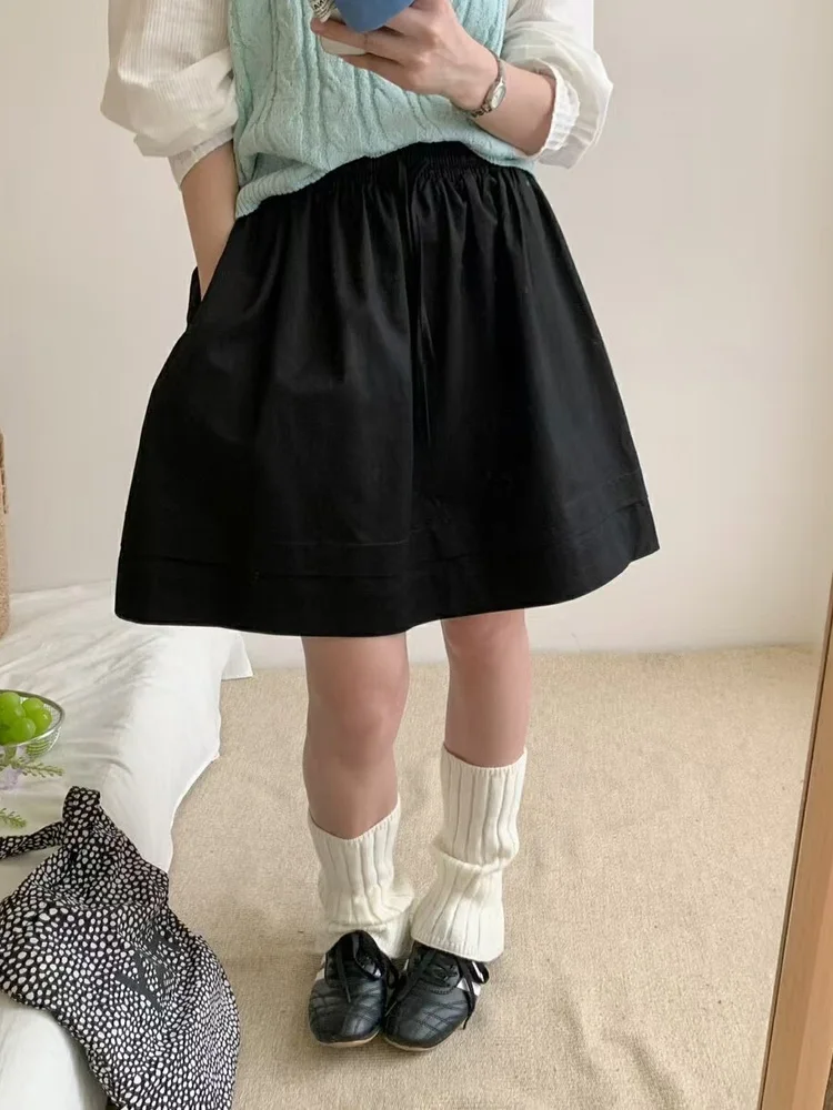 

Свободная юбка А-силуэта в корейском стиле, летняя коллекция 2025, женская повседневная рабочая одежда, с эластичным поясом и поясом-ремнем