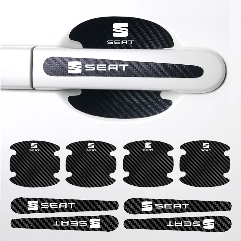 8 General-Purpose Carbon Fiber Car Door Handle Stickers For SEAT Toledo Leon Exeo Mk3 Mk2 Ateca Altea Bolero Salsa Accessories