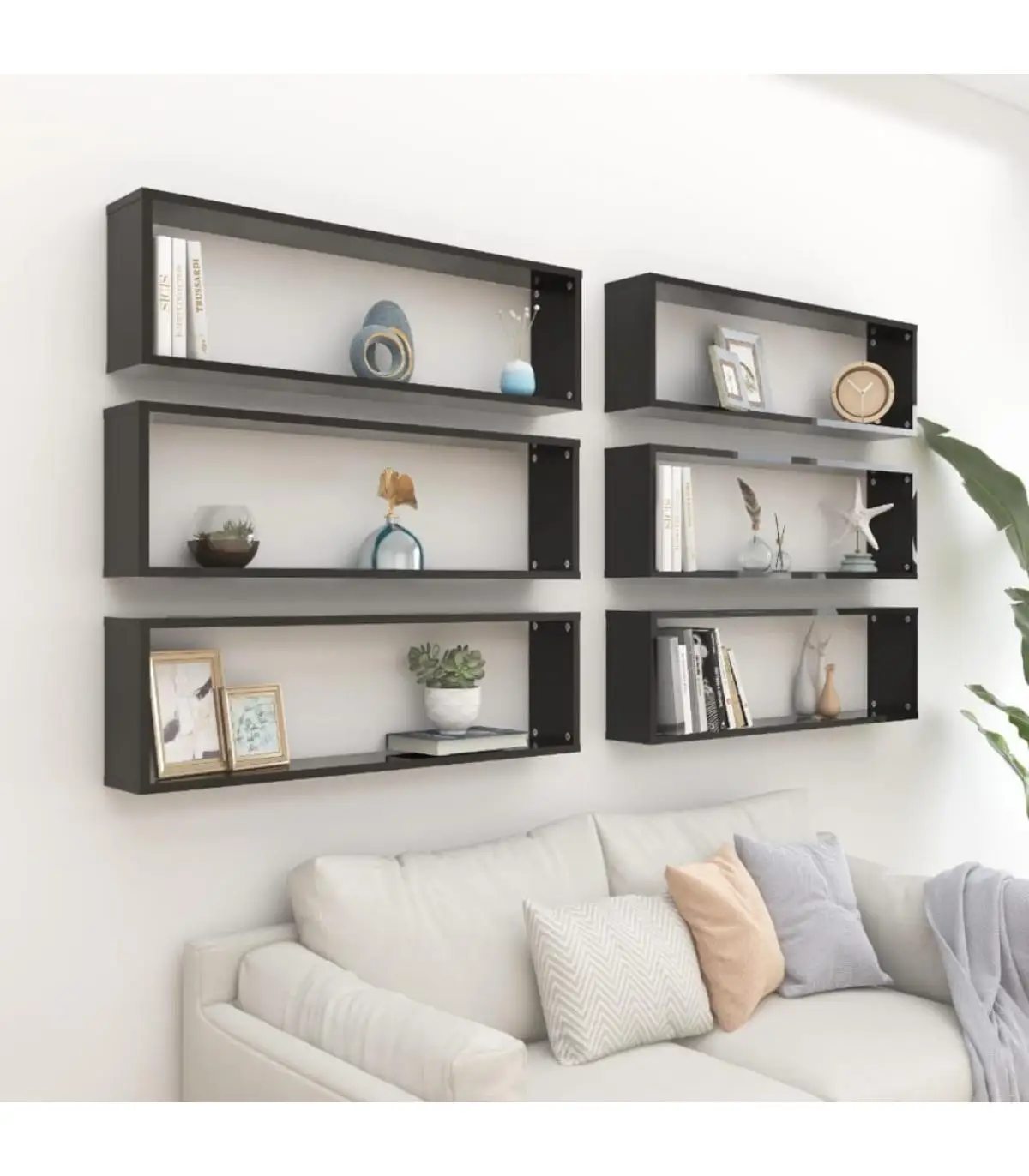 Shelves and Shelves Shelves Cube Wall 6 Pcts Black Glitter 100x15x30 cm