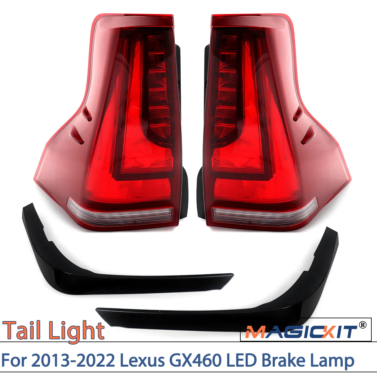 MAGICKIT Pair Left Right Side Rear Tail Light For 2013-2022 Lexus GX460 LED Brake Lamp CAR Accessories Direct Replacement