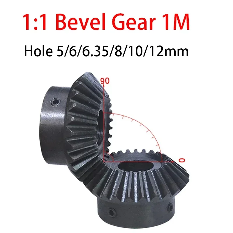 1pcs Bevel Gear 1m 20/25/30teeth 45# Steel Hole 5~12mm Gear 90 Degrees For Model Car Modification Diy 1:1 Pairing Screw Hole M5
