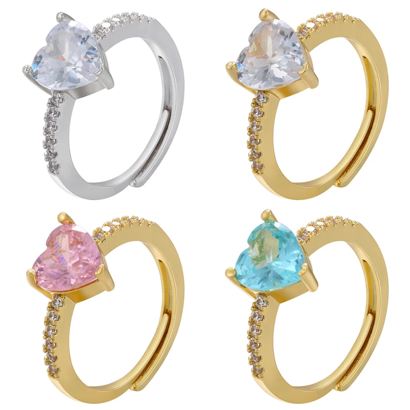 

ZHUKOU простой золотистый кольцо в виде сердца для женщин кольцо в форме сердца со льдом модные открытые кольца ювелирные изделия оптом VJ378