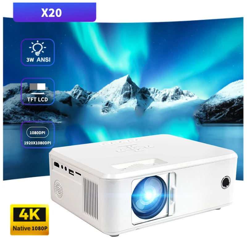 

X20 Projector WIFI Portable MINI Video Beamer Smart TV 1920x1080dpi for Game Movie Home Cinema 1080P 4K Video