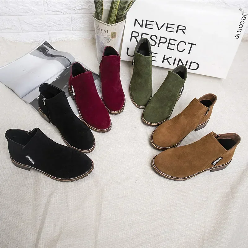 Women Boots 2024 Autumn Winter Boots Female Shoes Brand Ladies Ankle Heels Shoes Woman Suede Leather Boots