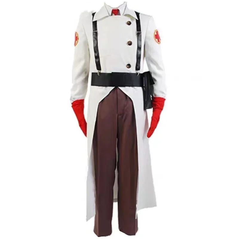 Game Team Fortress 2 The Medic Dr. Ludwig Cosplay Costume Adult Men Uniform Top Pants Coat Bag Outfit Halloween Carnival Costume