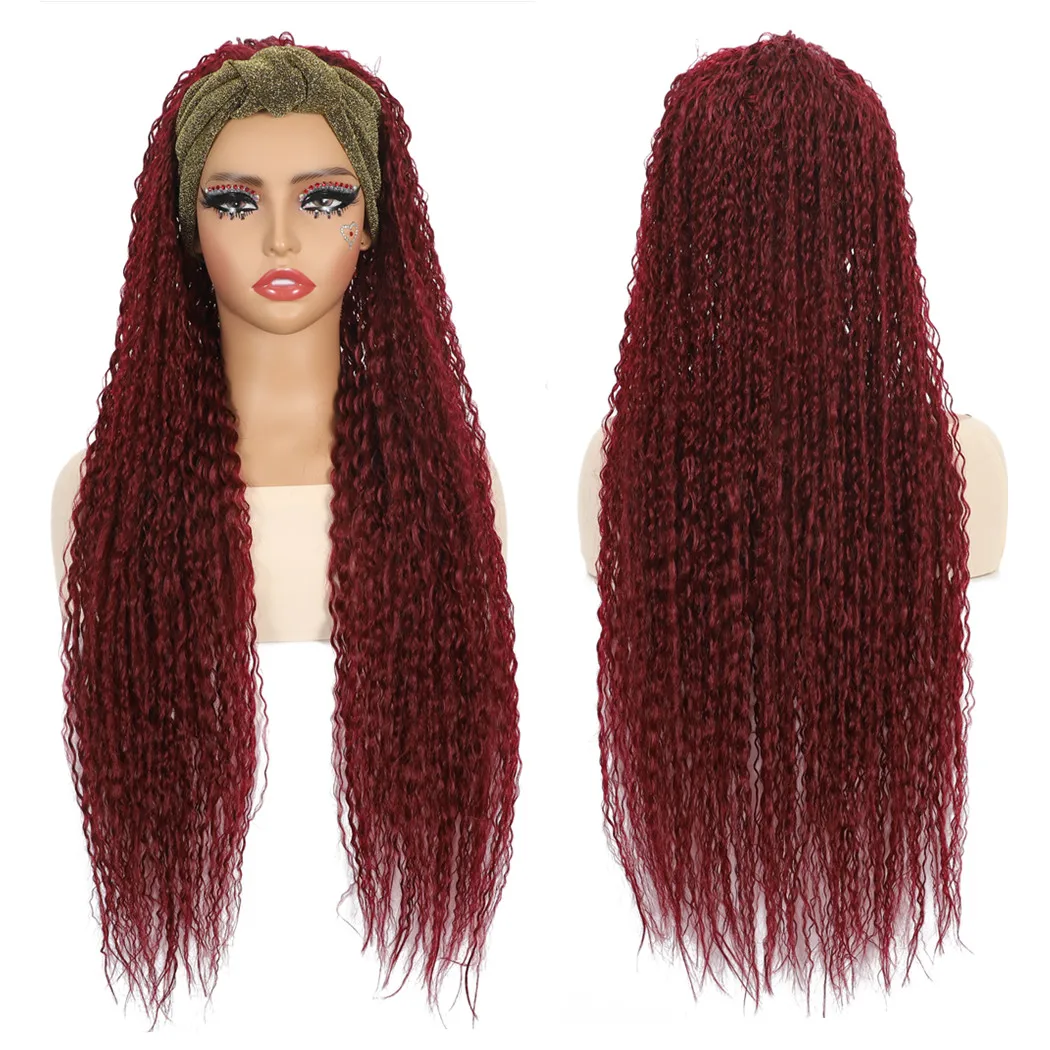 باروكات صناعية مجعدة للنساء، سهلة الارتداء، باروكة رأس مع رباط، باروكات طويلة مجعدة، شعر من الألياف بدرجة حرارة عالية