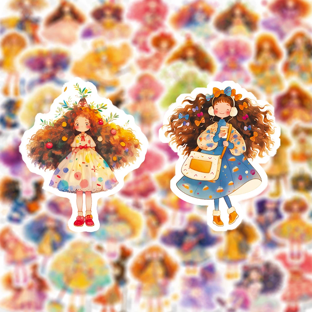 

10/30/56pcs Kawaii Creative Anime Girl Stickers Cute Vintage Style Graffiti Decals DIY Luggage Scrapbook Phone Sticker Wholesale