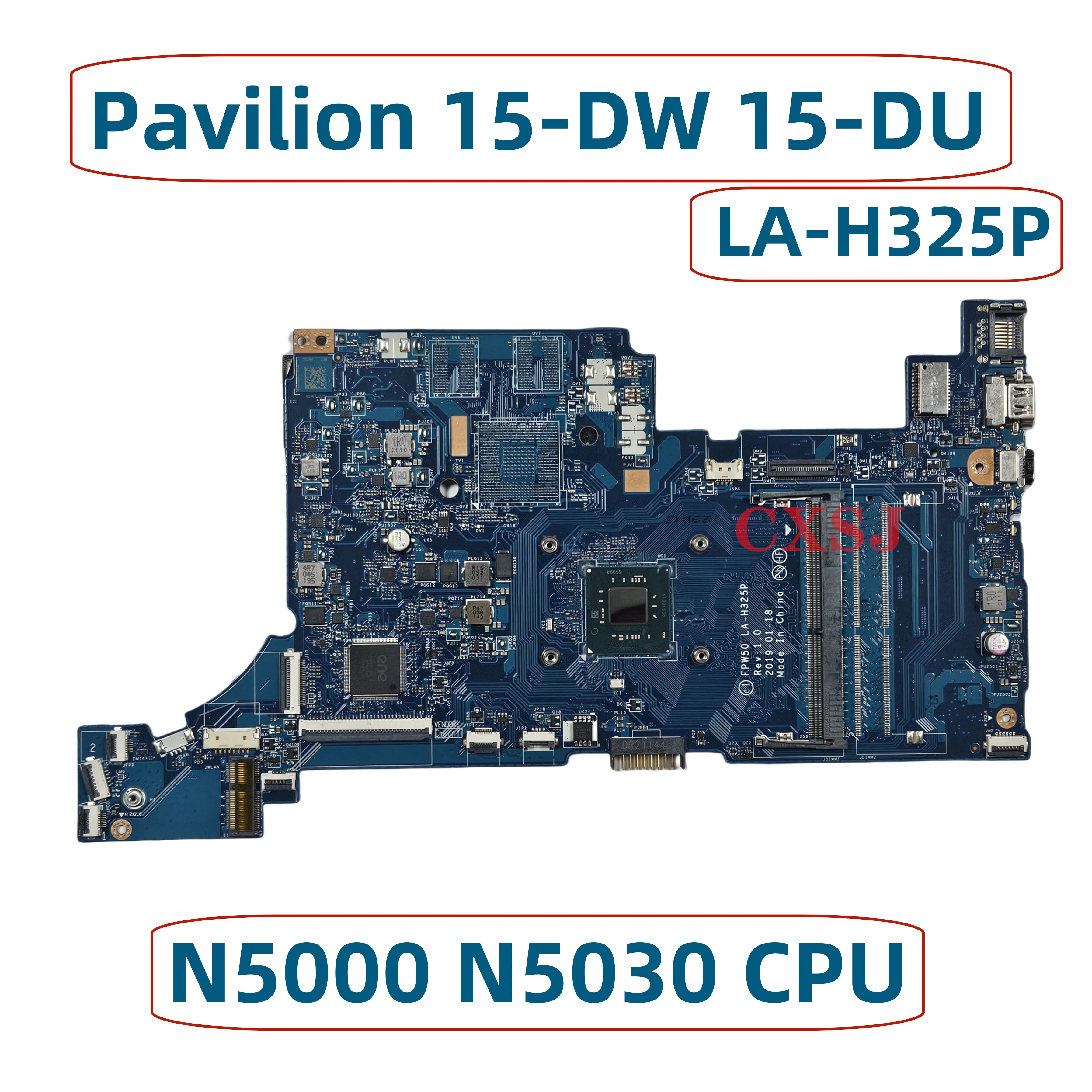 FPW50 LA-H325P For HP Pavilion 15-DW 15-DU Laptop Motherboard With N5000 CPU L85893-001 L85893-601 Mainboard DDR4