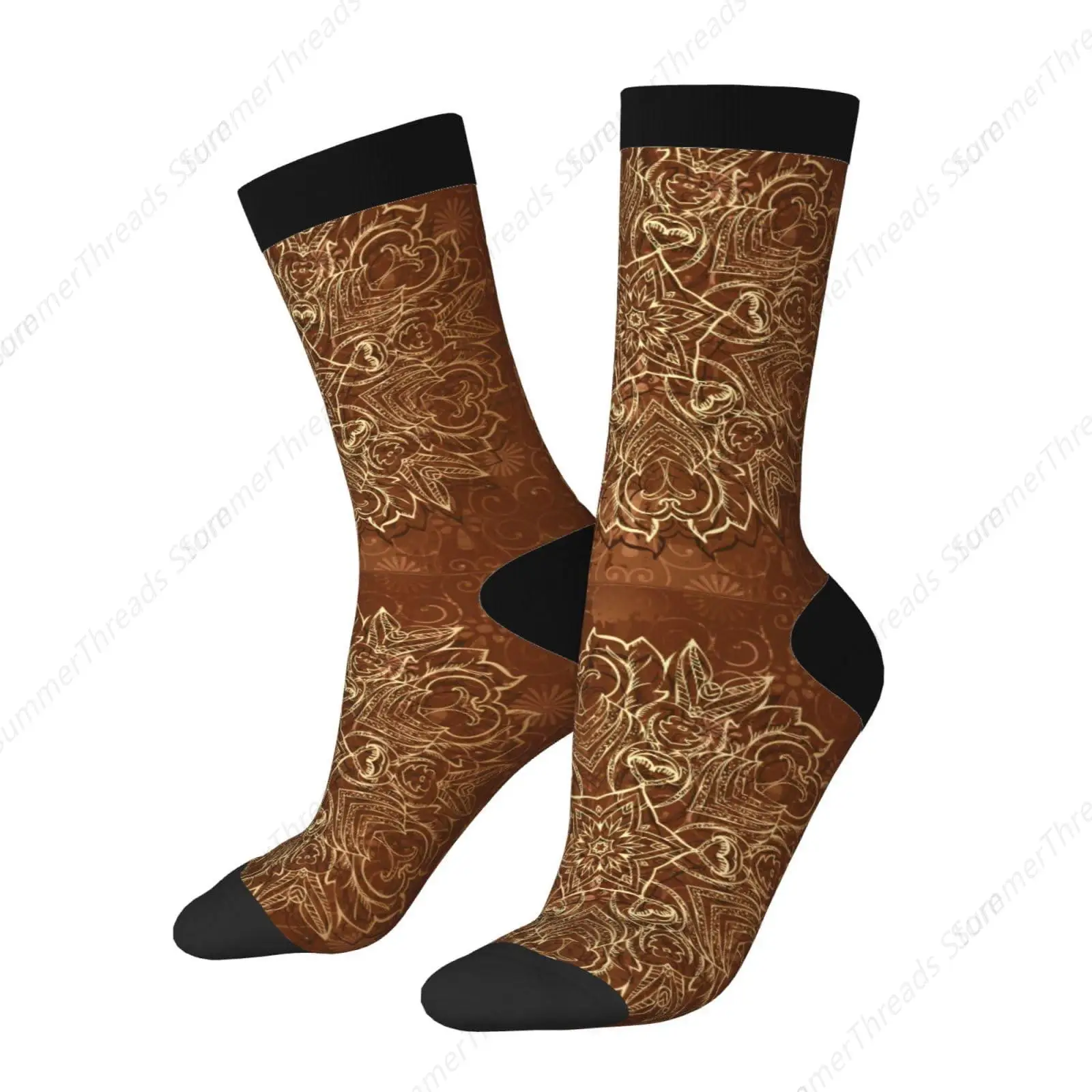

Mens Colorful Socks Cushioned Breathable Athletic Socks with Arch Support, for Black Red Paisley Floral