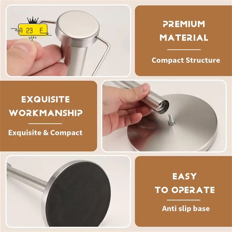 

A23E-подставка для держателя бумажных полотенец с основанием для кухни, диспенсер для бумажных полотенец из нержавеющей стали, предотвращает падение рулонов бумаги