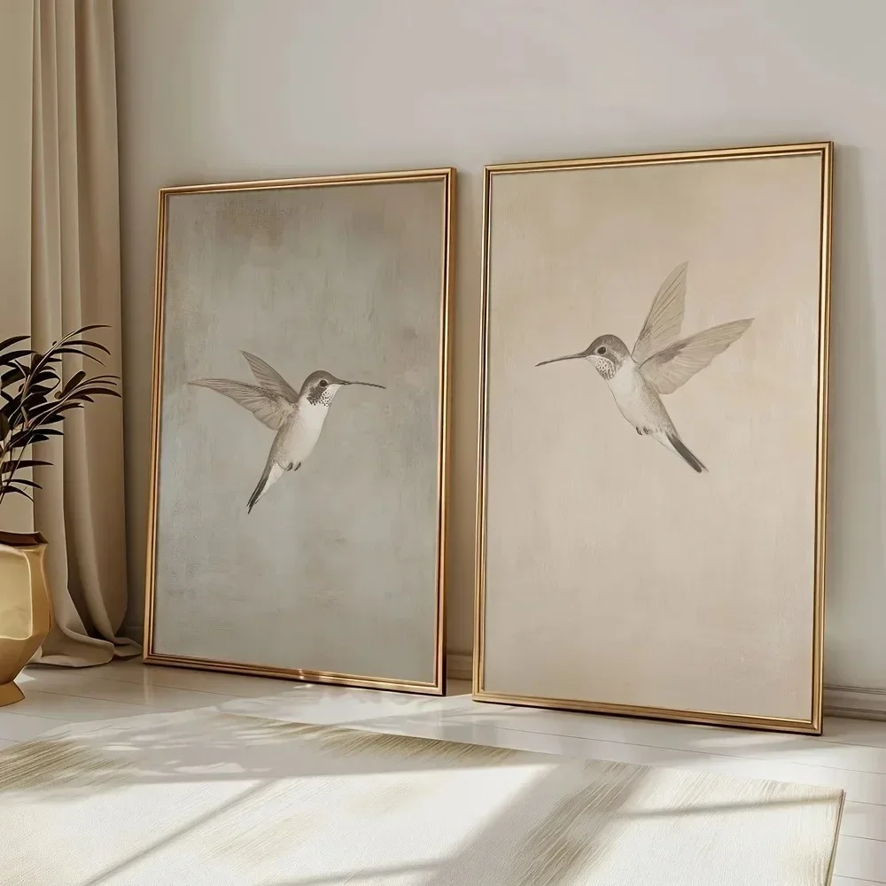 Multiple sizes 2pcs frameless Canvas PaintingIndia,2pcs Frameless Retro Hummingbird Wall Art Canvas Posters Simple Retro Bird Fa