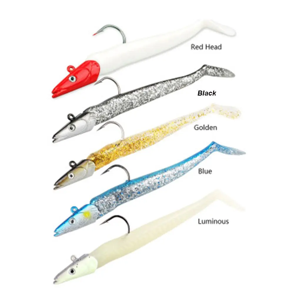 1PC Soft Lure Glow Crazy Fish Sand Eel Wobbler Bait Silicone Sea Bass Pike Caña Rockfishing Grouper Vinyl Fishing Lead Jig