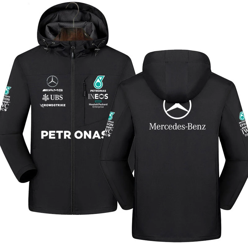 

Mercedes racing team uniform, F1 racing suit, Mercedes racing enthusiast jacket, thick men's and women's hooded jacket