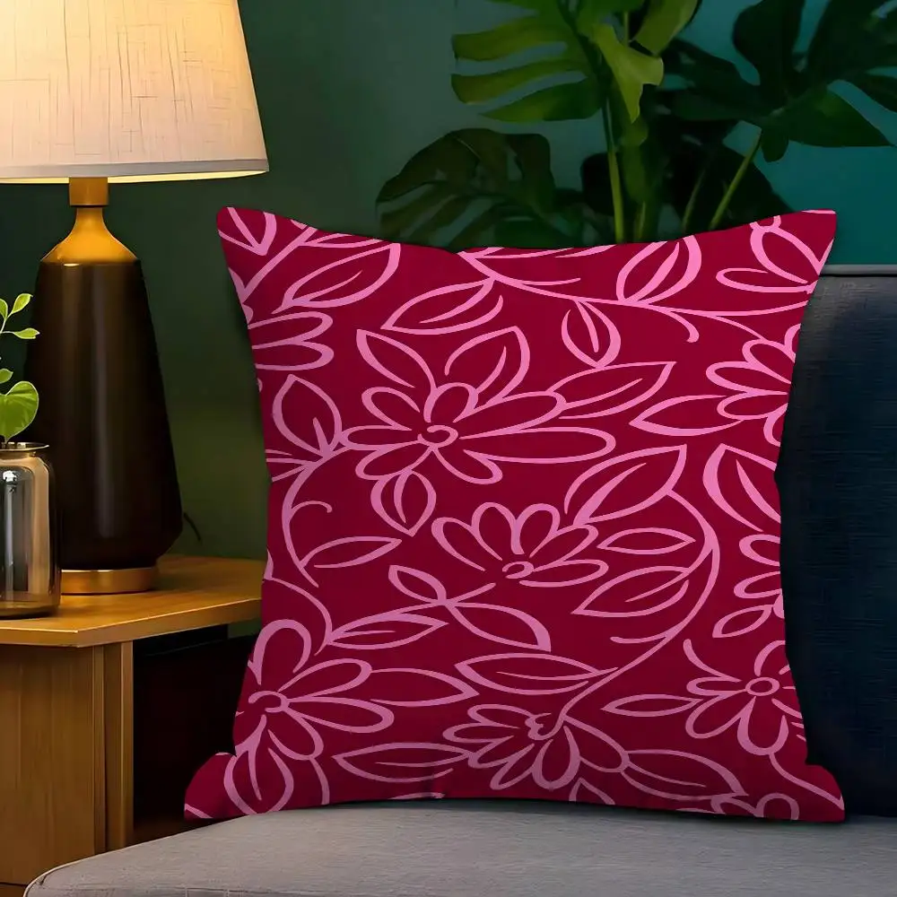 

Pink Blossom Lines Pillow Gift Home Office Decoration Pillow Bedroom Sofa Car Cushion CoverPillow Case