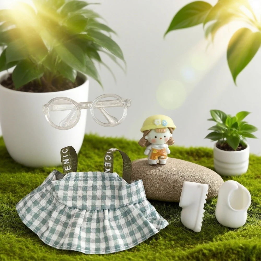 라부부 앉아 파티용 블루 핑크 스트랩 향기로운 스커트 세트 의상 옷 sweet.for labubu 옷