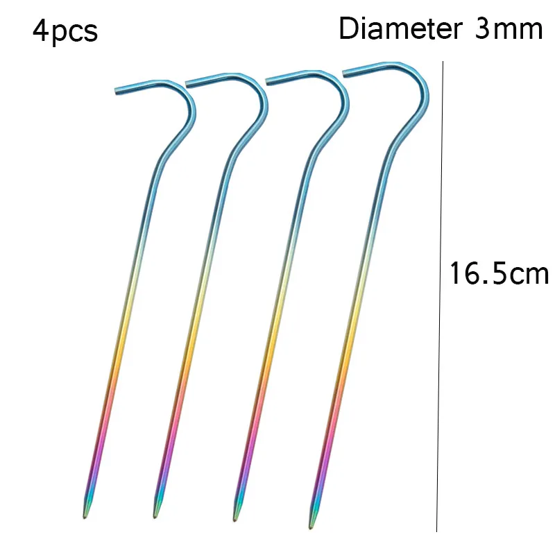 

‌4pcs 6pcs Ultra-Light Titanium Tent Pegs - High Strength Question Mark Shaped Stakes For Camping/Outdoor, Waterproof & Durable