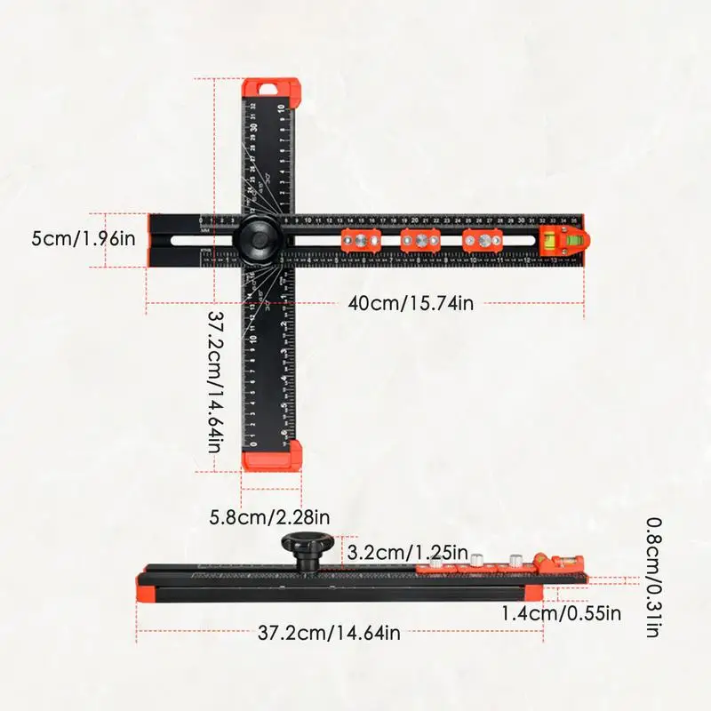 T-square Ruler Precision Drilling Tool Shelf Pin Cabinet Hardware Clamp T Square Woodworking Ruler Precision Drilling Tool