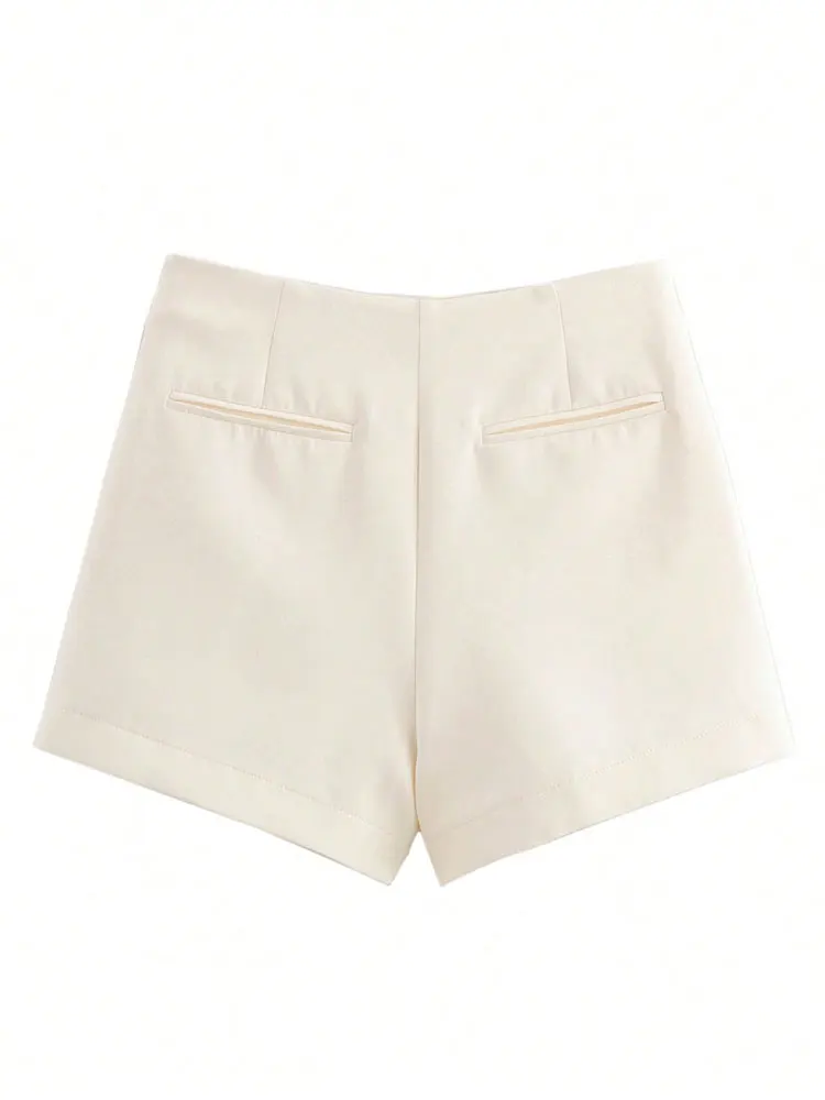 HH Shorts de verão cor sólida cintura alta negócios casual shorts básicos saias simples moda roupas de escritório para mulheres