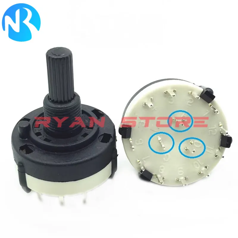 2PCS SR26MM Plastic Rotary 26MM Band Switch 1 Pole 12 Position Handle Length 20MM Axis Band Switch SR-16 2 3 Pole 4 6 Position