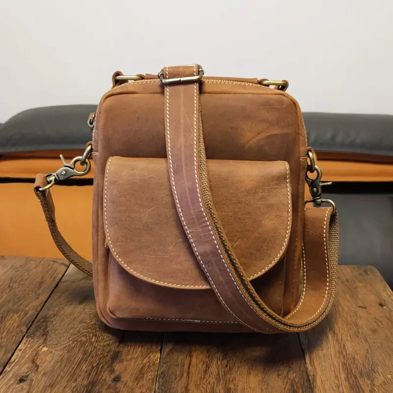 Ancient handmade bag first layer cowhide portable messenger bag