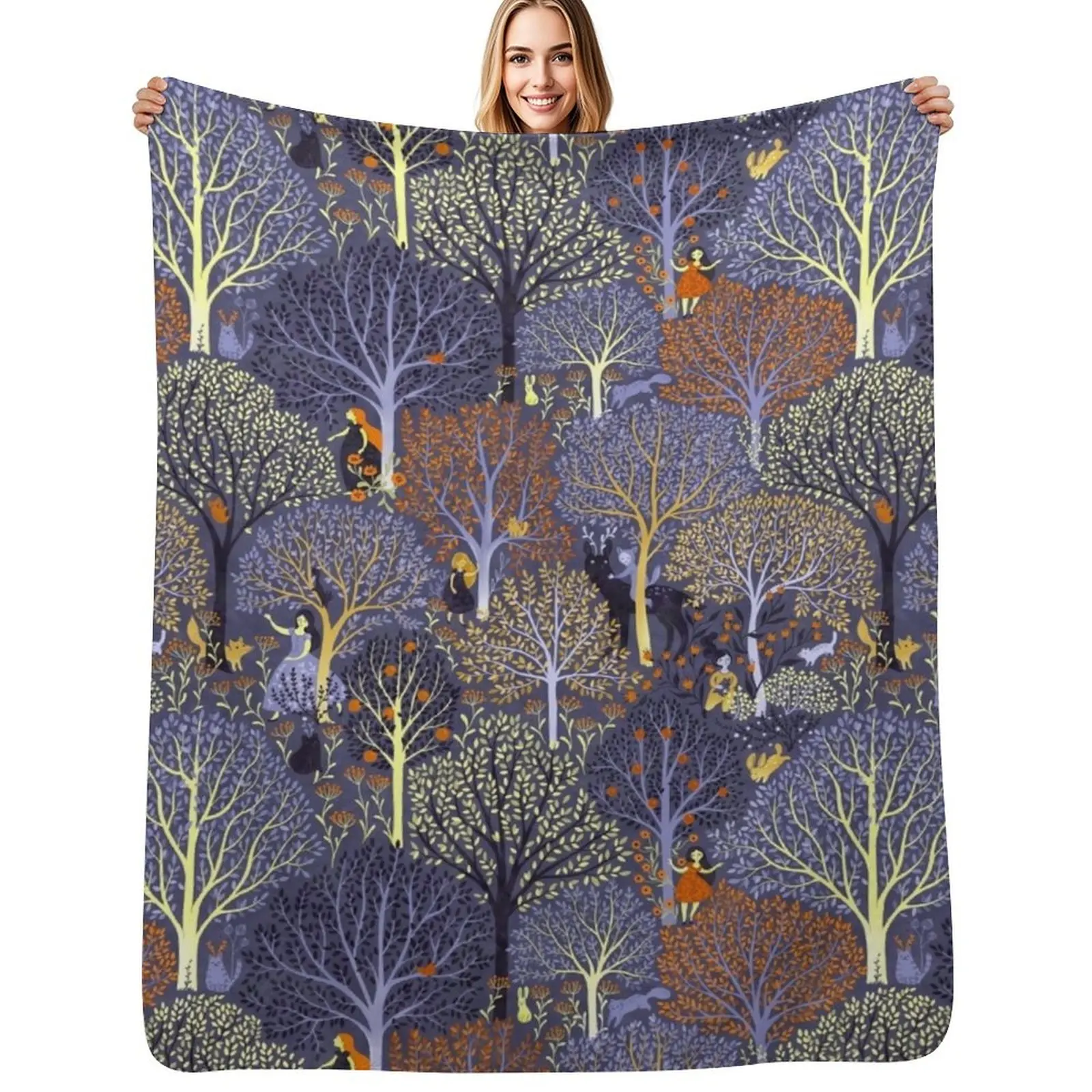 

Magical Forest in blue Throw Blanket For Decorative Sofa Thin Decorative Beds Hairy Blankets