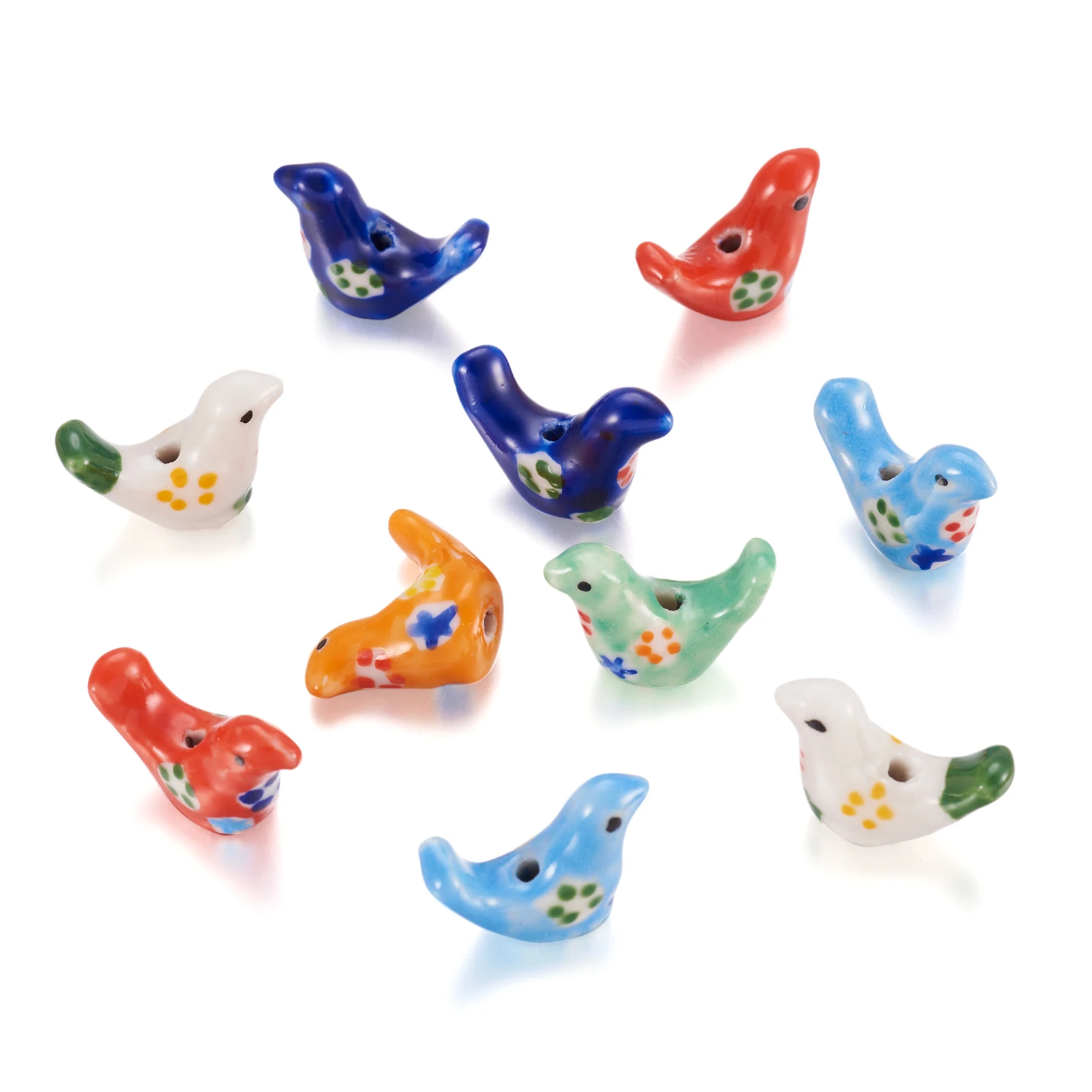 10pcs Pigeon Porcelain Beads Bird Ceramic Beads Printed Loose Spacer for Earring Necklace DIY Jewelry Crafts Making Supplies