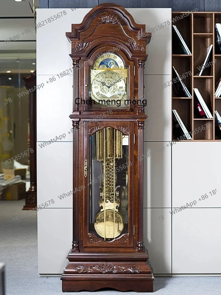 the Grandfather Clock Living Room Light Luxury Hanshi Floor Clock Retro Mechanical Floor the Grandfather Clock a55