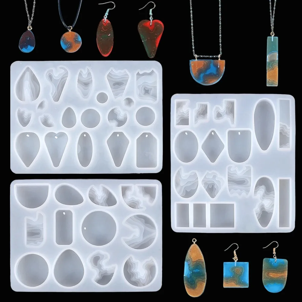 Pendant Earrings Silicone Epoxy Resin Mold DIY Geometric Keychain Necklace Jewelry Craft Casting Tools Jewelry Findings Making