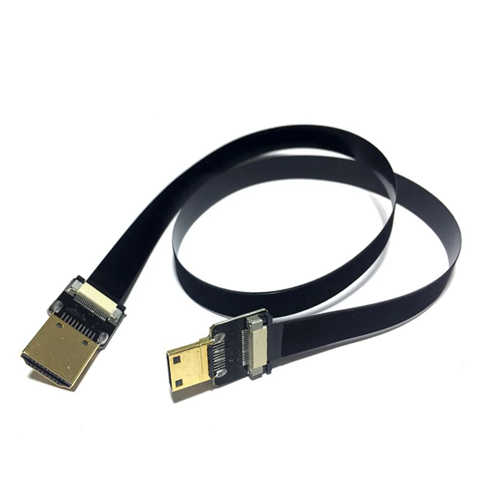 Fpv hdmi tipo um macho para cima e para baixo em ângulo de 90 graus para mini cabo plano fpc compatível com hdmi para câmera multicopter fotografia aérea