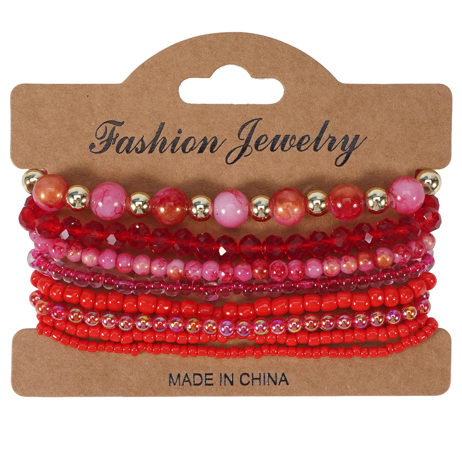 6PC Boho Layered Beaded Bracelet Set for Gift Crystal Stackable Stretch Bracelets Multicolor Bohemian Adjustable Jewelry Gift