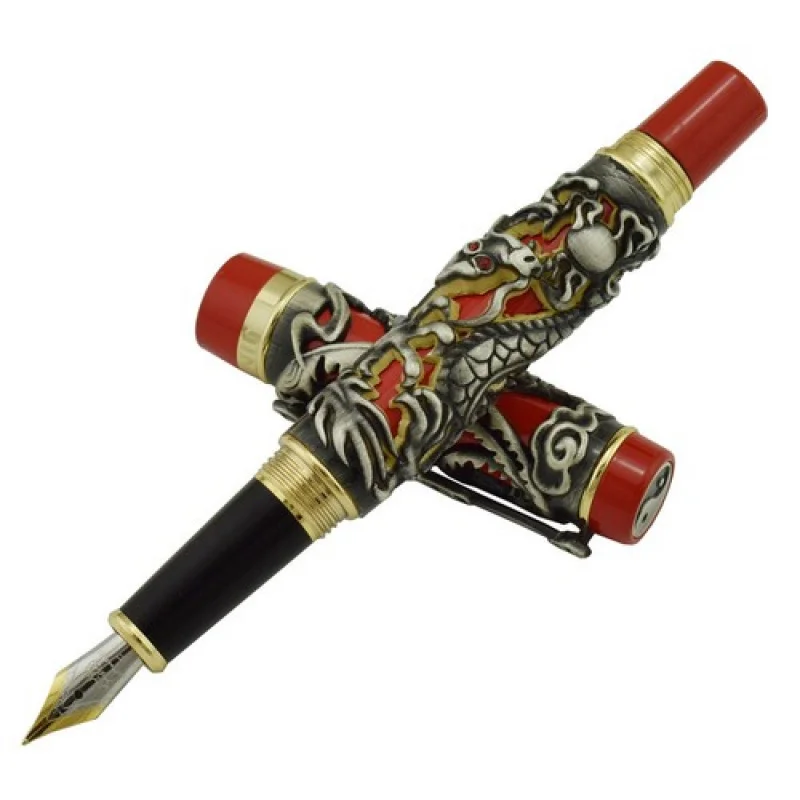 pluma-estilografica-vintage-a-jinhao-dragon-phoenix-pluma-tallada-de-lujo-gris-y-rojo