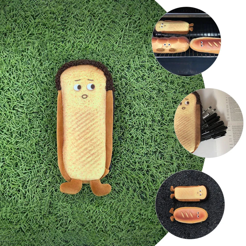 

Creative Cartoon Bread Bag With Zipper School Stationery Storage Pencil Case Pen Organizer For Girls Student Gift Bread Shape