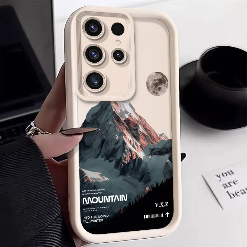 New Snowy Mountain Scenery Silicone Case For sumsung S21 S22 S23 S24 Plus FE Ultra A54 A 53 A52 Bumper Soft Protectiou cover