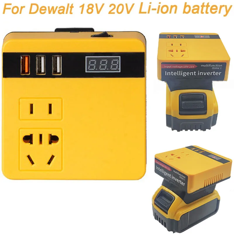 For Dewalt 18V 20V Battery Portable Power Supply Inverter, DC 20V to AC 220V Power Station Generator with Powered Outlet,Display