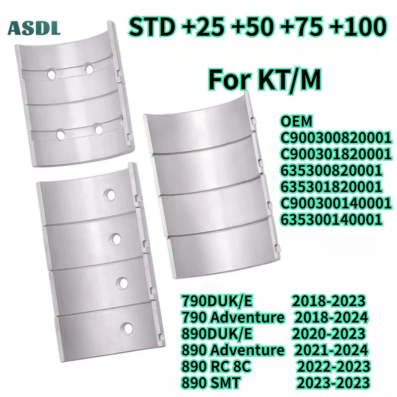 

C900301820001 For KT/M 790 890 DUK/E 38~37mm Moto Connecting Rods Main Crankshaft Bearing Adventure 890 RC 8C SMT 635300140001